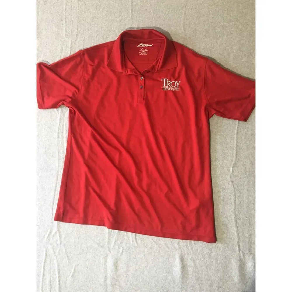 Womens Paragon Polo Size 2XL Troy University Trojans Red Lightweight Athletic